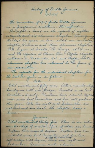 History of Delta Gamma, 1907-1909