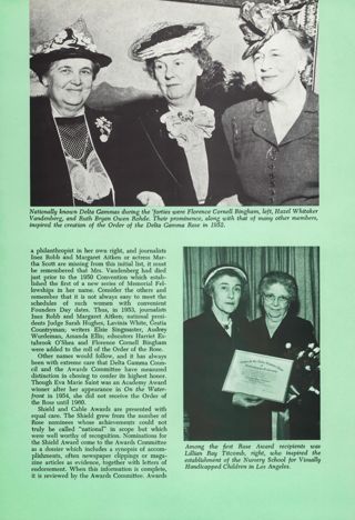 Order of the Delta Gamma Rose of Delta Gamma Fraternity, Continued