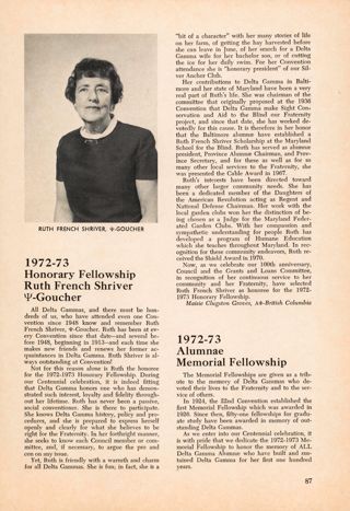 1972-73 Honorary Fellowship Ruth French Shriver Goucher