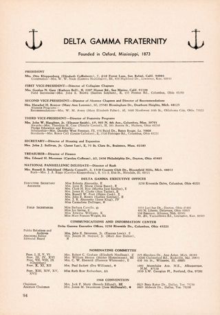 Delta Gamma Fraternity Directory, Summer 1967