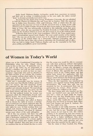 Of Women in Today's World