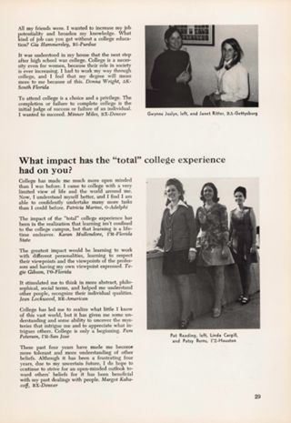 Seniors are Saying ...: What Impact has the "Total" College Experience had on you?