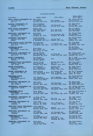 Rush Dates - Assistant Rush Chairmen - Advisers, Continued