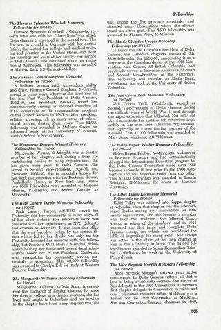 Fellowships, Continued