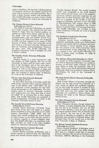 Fellowships, Continued