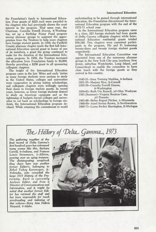 The History of Delta Gamma 1973