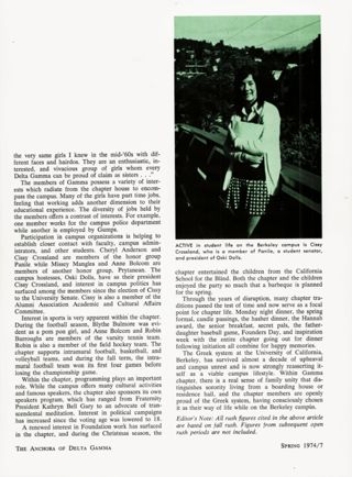 The Delta Gamma Door is Open in Berkeley, California, Continued