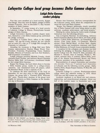 Lafayette College Local Group Becomes Delta Gamma Chapter