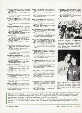 Collegiate Rush Directory, Summer 1980, Continued