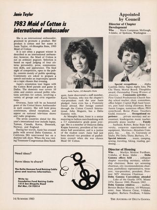Janie Taylor 1983 Maid of Cotton Is International Ambassador