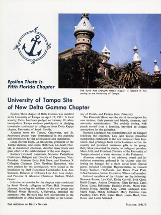 University of Tampa Site of New Delta Gamma Chapter