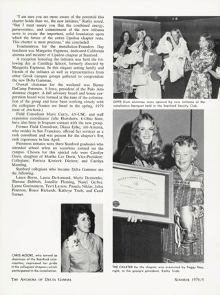 Delta Gamma's Upsilon Chapter Back at Stanford, Continued