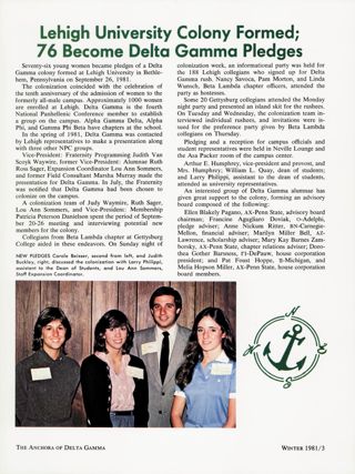 Lehigh University Colony Formed