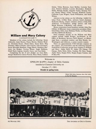 Historic College of William and Mary Site of New Delta Colony, Continued