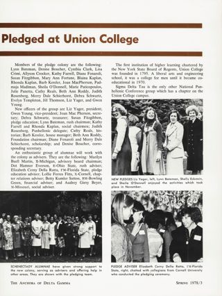New Colony Pledged at Union College, Continued