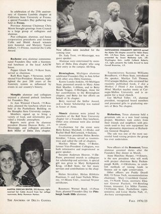 Cable Award, Founders Day Head Alumnae Group Events, Continued