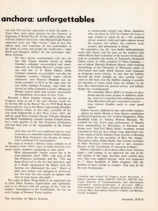 From the Anchora: Unforgettables, Continued