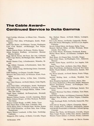 The Cable Award—Continued Service to Delta Gamma