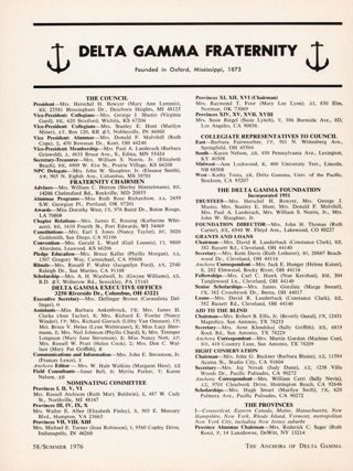 ANCHORA of Delta Gamma, Vol. 92, No. 2, Summer 1976 Directory