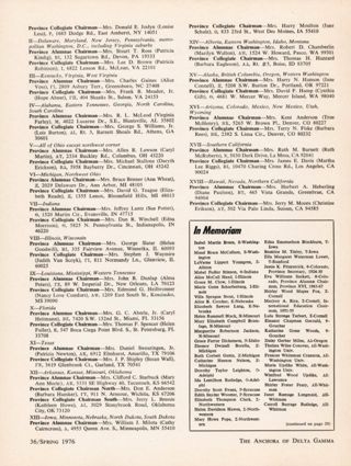 In Memoriam, Spring 1976