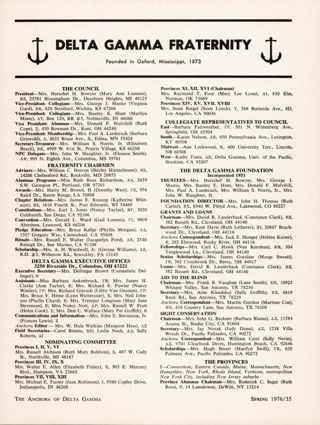 ANCHORA of Delta Gamma, Vol. 92, No. 1, Spring 1976 Directory