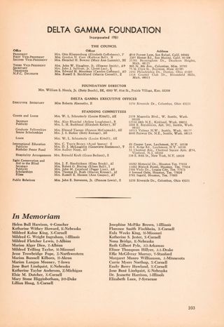In Memoriam, Fall 1967
