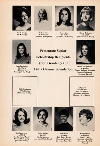 Presenting Senior Scholarship Recipients $300 Grants by the Delta Gamma Foundation
