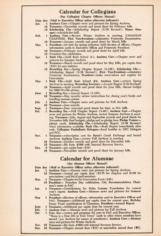 Calendar for Collegians