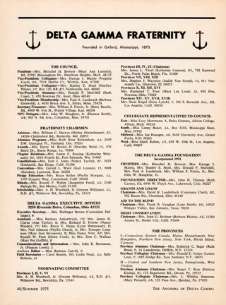ANCHORA of Delta Gamma, Vol. 91, No. 2, Summer 1975 Directory