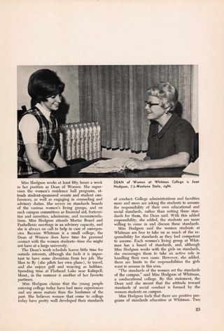 The Dean of Women: "The Woman Student of Today Wants to be Involved in the World of Today.", Continued