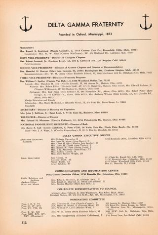 The Anchora of Delta Gamma, Vol. LXXXV, No. 1, Fall 1968 Directory