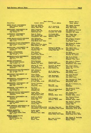 Delta Gamma Rush Directory, Summer 1966, Continued