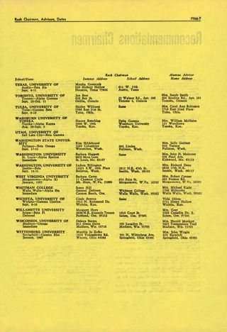 Delta Gamma Rush Directory, Summer 1966, Continued
