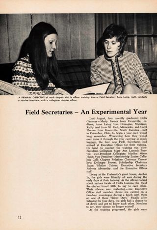 Field Secretaries - An Experimental Year