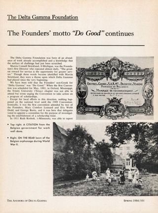 The Delta Gamma Foundation: The Founders' Motto "Do Good" Continues