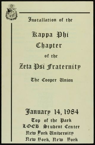 Installation of the Kappa Phi Chapter of the Zeta Psi Fraternity Program, January 14, 1984