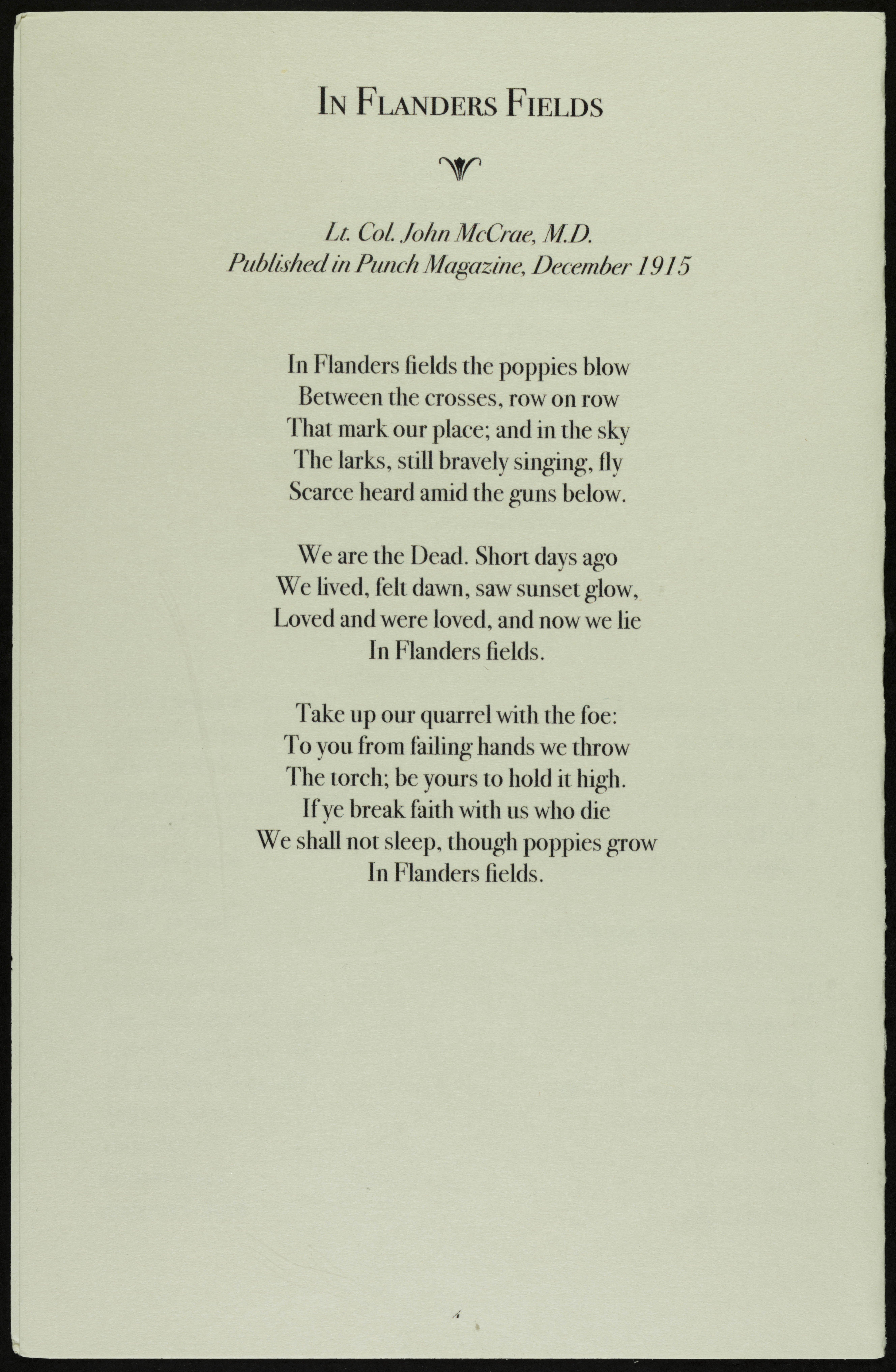 "In Flanders Fields" Published