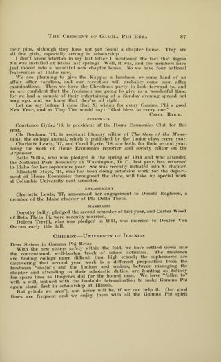 Chapter Letters: Omicron-University of Illinois, January 1916