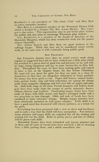 Social Service Work Done by Chapters: San Francisco, January 1916