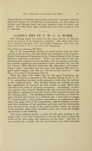 Gamma Phi in Y.W.C.A. Work