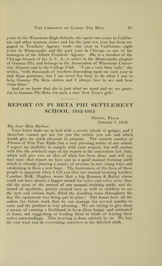 Report on Pi Beta Phi Settlement School, 1912-1915