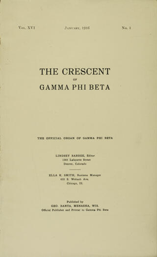 The Crescent, Vol. XVI, No. 1, January 1916 Title Page