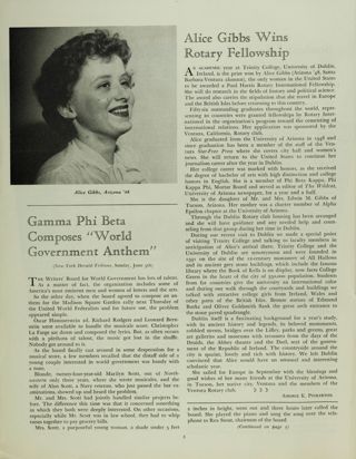 Gamma Phi Beta Composes "World Government Anthem"