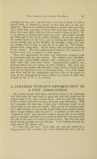 A College Woman's Opportunity in a City Association