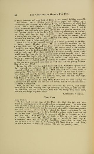 Chapter Letters: New York, January 1916