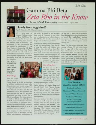 Zeta Rho in the Know, Vol. 2, No. 1, Spring 2006