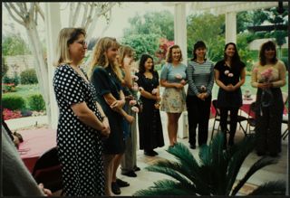 Kathy Walck and Heidi Battelo Welcoming Seniors to Brunch Photograph