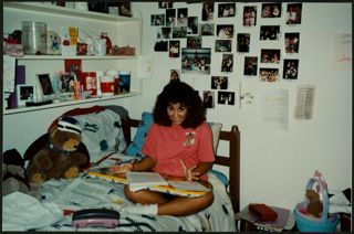 Beta Psi Chapter Member Studying for Finals Photograph