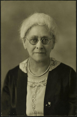 Older Frances Haven Moss Wearing a Gamma Phi Beta Badge Photograph