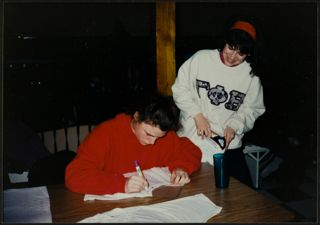 Calli Daly and Lizabeth Palmer Making T-Shirts Photograph, 1992